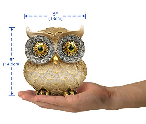Garwor Retro Owl Statue for Home Decor, 6" Vintage Gold Resin Owl Figurine with Artistic Raised Feathers, Cute Bird Sculpture for Bookshelf Mantle Tabletop Decoration, Gift for Owl Lovers - color: Retro Gold, size: Medium