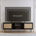 TV Stand for TVs up to 60 Inch, Modern Entertainment Center with Storage, Media Console Table with 2 Cabinets & Shelves, Wooden TV Stand for Living Room Bedroom, Black - color: Black