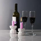 Twizzle Twist Candle Holder, Decorative Candle Holder for Table Display, Romantic Decoration, Unique Home Décor Aesthetic, Housewarming Gift, Height 2.4 inches Set of 2 - Cement
