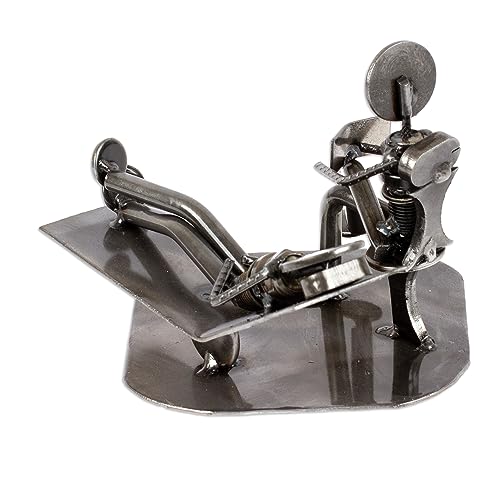 NOVICA Metallic Recycled Metal Iron Sculpture, 'Rustic Psychotherapist'