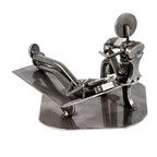 NOVICA Metallic Recycled Metal Iron Sculpture, 'Rustic Psychotherapist'