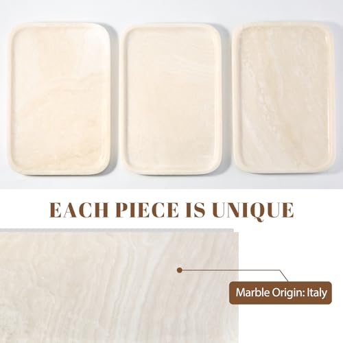 Koville Marble Tray, 12"x8" Marble Vanity Tray for Countertop Bathroom Kitchen Dresser, Decorative Catchall Trays for Perfume Jewelry, Rectangular Stone Serving Tray(Navona) - color: Ivory