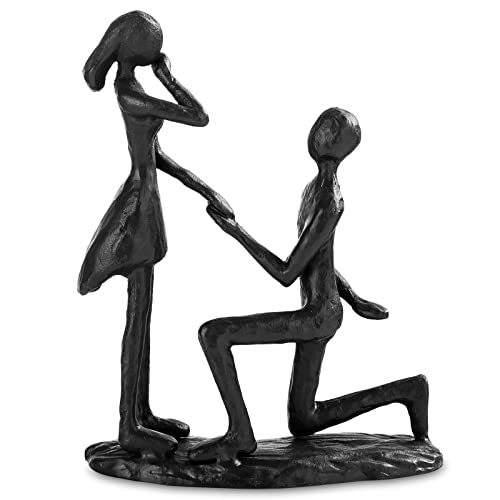 Sziqiqi Anniversary Wedding Gifts for Couple: 6th Anniversary Iron Gift for Her Him Husband Wife - 1 Year Wedding Gifts for Engagement Christmas Valentines Birthday - Couple Sculptures for Home Decor - style: Proposal