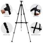 RRFTOK Easel Stand for Sign and Painting - Metal Tripod Adjustable Art Easels for Display Canvases Height from 17 to 66 Inch - Carry Bag for Table-Top/Floor Drawing and Displaying with Black - style: 66S Black 1-pack