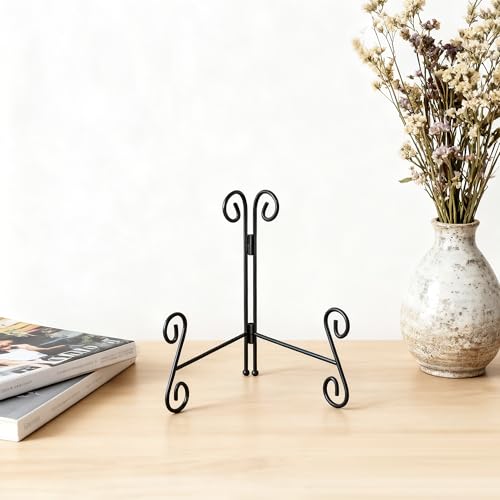 Plate Stand, 2 Pack 6 Inch Plate Holder for Display, Black Foldable Iron Table Easel for Picture Book Photo Frame Decorative Plate - size: 6 Inch - 2Pack