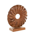 Deco 79 Teak Wood Abstract Handmade Decorative Sculpture Dimensional Circular Home Decor Statue with Center Cutout, Accent Figurine 16" x 5" x 17", Brown - size: 16" x 5" x 17"