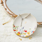 Crisky Flower Jewelry Tray Ring Dish & Gift Box, Ceramic Trinket Dish for Rings Earrings Necklaces Keys, Bridal Shower Engagement Birthday Gift for Women, Friends 4.57" (Gold Foil R - style: Initial R
