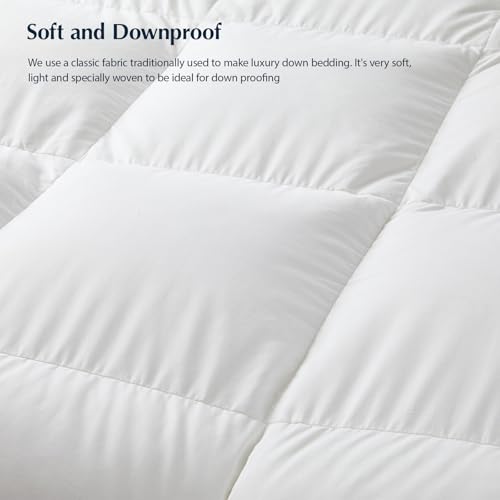 Pacific Coast Goose Feather Down Fiber Comforters Queen Size, Extra Fluffy White Duvet Insert, Ultra-Soft, Breathable, All Season Hotel Luxury Bedding Comforters, 8 Corner & Center Loops (90"x90") - size: Queen