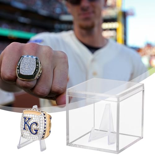 Championship Ring Display Case Clear Acrylic Ring Case Display Box for Sports Baseball Basketball Softball Football Single Ring Holder Coin Stand, 2.16 Inch - size: 1 Pack