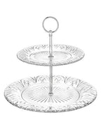 Godinger 2-Tier Platter Tray Server, Serving Stand, Cake Stand for Desserts, Appetizers & Snacks, Dublin Crystal Collection - size: 10.8"