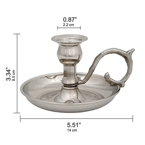 Copper Handmade Candle Holder for Rustic Home Decor with Handle Metal Candle Holders for Pillar Candles Gothic Decor Candlestick Holders (Nickel) - color: Nickel