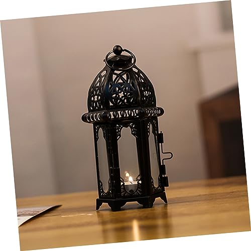 Moroccan Metal Glass Candle Lantern Vintage Hanging Candle Holder for Events Weddings and Parties Decorative Lantern Panels for Home Decor - size: 17.00X7.00X7.00CM