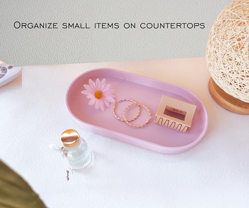 Pink Small Tray (10 inch), Oval Tray for Bathtub Bathroom Vanity Items, Countertop Organizer, Soap, Perfume. - color: Pink, size: 10.2" x 5.5" x 1.1"