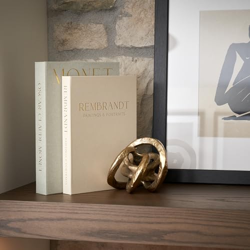 ZICOTO Set of 2 Beautiful Decorative Linen Books - Aesthetic Faux/Fake Books for Modern Home Decoration on Coffee Table, Bookshelf or Mantel - Stylish Keepsake Box and Photo Storage Solution - color: Sage-Beige
