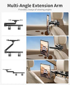 FANGOR Tablet Holder for Car - [3 in 1 Adjustable Extension Arm] Upgraded iPad Holder for car Backseat with Holding Net, Road Trip Essentials for Kids, for 4.7-13" iPad Pro, Air, Mini, Fire HD, Phone - size: 1 Pack - fit for 4.7-13" tablet and phone
