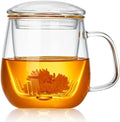 DOPUDO Glass Teacups 24 Pack Glass Tea Cup with Infuser and Lid, 17.6oz/520ml Large Borosilicate Teacup,Tea Clear Mug Cup for Loose Leaf Blooming Tea, Microwave & Dishwasher Safe. - size: 24 Count (Pack of 1)