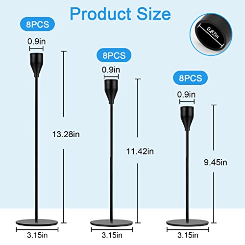 Black Candlestick Holder Set of 24 for Taper Candles, Decorative Candle Holders Bulk Candle Stick Holders Taper Candle Holders for Table Centerpiece Wedding Dinning Party Anniversary Home Decor - color: Black