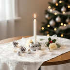 Silver Modern Doughnut Shaped Candlestick Holder, Small Decorative Taper Candle Holder for Bathtub Bedroom Livingroom，2 Pack - size: 2 Pack