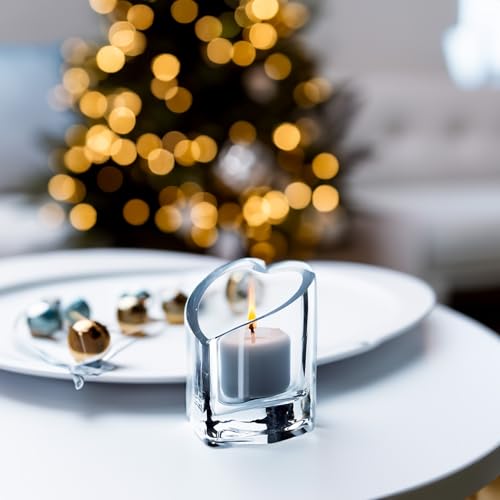 WGVI Clear Glass Heart Tea Light Votive Candle Holder, Width 3", Height 4", Clear Small Slant Cut Heart Glass Candleholders, Tiny Container, Valentine Gift, Tabletop Décor, 1 Piece - size: Clear Heart 4"H
