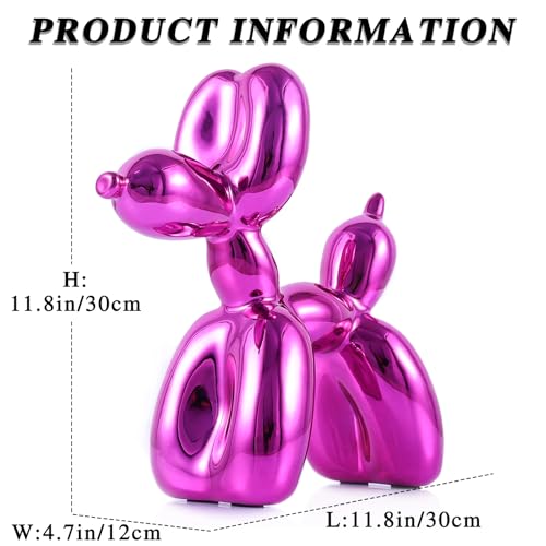 Red Balloon Dog Decor, Animal Shelf Decor, Preppy Room Cute Statue, Bedroom Modern Sculpture Desk, Office Gold Decorations Small Figurines - color: Rose Red, size: 11.8*11.8*4.7inch