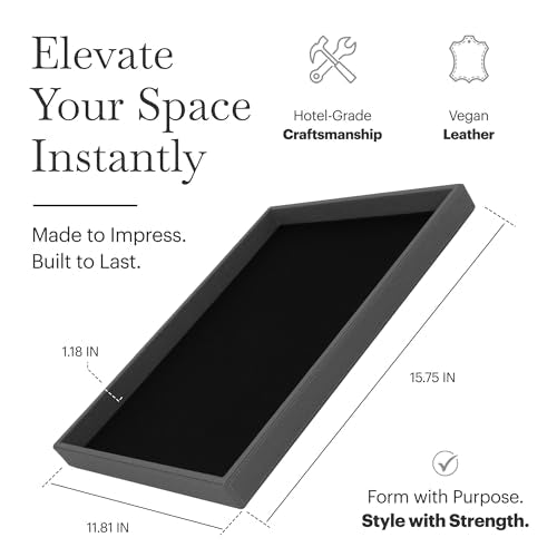 Rikan Vegan Leather Tray With Durable Build & Smooth Finish- Desk Paper Tray Provides Structured Storage & Neat Surface For Workspace Organization- Letter Trays For Office, Home Storage & Hotel Setups - color: Gray