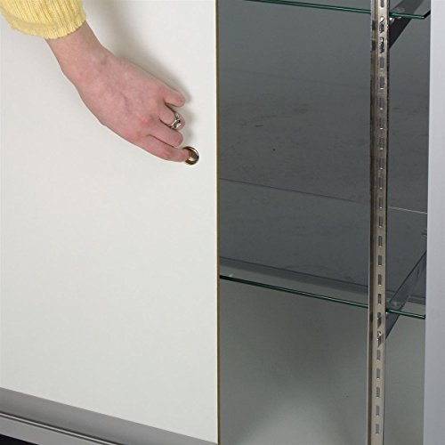 Displays2go Glass Display Cabinet, Free‑Standing Aluminum Showcase with Tempered Glass & Locking Sliding Doors for Retail Use (IEV4WKD)