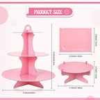 Zopeal 7 Pcs Dessert Table Display Set 3-Tier Cupcake Stand 1-Tier Cup Cake Display Tower Platters and Serving Trays Cardboard Cake Cookie Holders for Wedding Birthday Party Baby Shower(Pink) - color: Pink