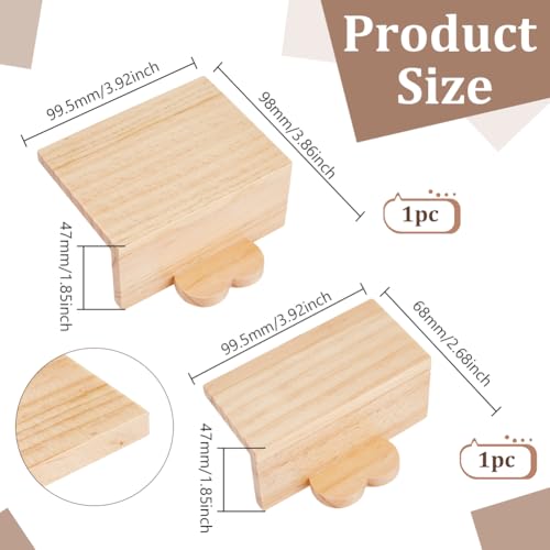 PH PandaHall 2pcs Heart Pine Wood Bookends for Shelves, Book Alignment Tool Natural Books Ends Decorative Book Shelf Organizer for Home Office Room Library, 2 Sizes