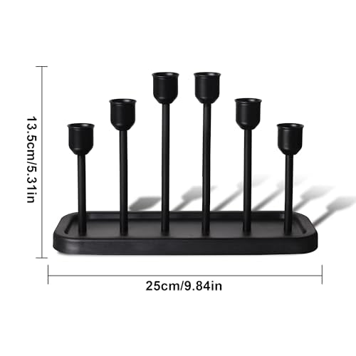 6arms Candle Holder for Taper Candle,Black Metal Holders, for Bathroom, Dining Table, Home Decor, Candle Stand… - size: taper's 6arms