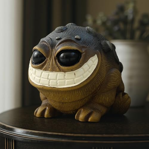Hosrnovo Weird Stuff, Quirky and Cute Frog Statue Unique Home & Garden Decor for Office Desk or Entryway Gag Gift for Birthday Christmas and White Elephant