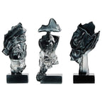 XINXUAN 3PCS Thinker Statue Set : Silence is Gold Abstract Art Statue- Modern Home Resin Sculpture, Piano, Desktop, Office, Study Decoration (Smoke Grey) - color: Smoke Grey