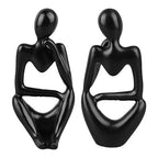 Abstract Thinker Statue | Synthetic Home Accent for Living Room/Office Desk/Bookshelf | Hollow Design Art Sculpture Collectible Present (Black Left) - style: Black Left