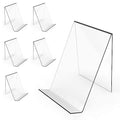 Boloyo Acrylic Book Stand Without Ledge,6 Inch 6PC Clear Acrylic Display Easel Transparent Display Stand Holder Tablet Holder for Displaying Pictures,Books,Artworks, CDs - size: 6PC