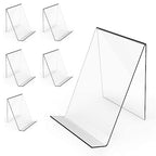 Boloyo Acrylic Book Stand Without Ledge,6 Inch 6PC Clear Acrylic Display Easel Transparent Display Stand Holder Tablet Holder for Displaying Pictures,Books,Artworks, CDs - size: 6PC