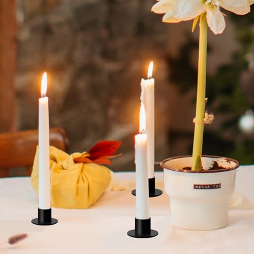 Gute Taper Candle Holder, Candle Holders for Pillar Candles, Matte Black Candlestick Holder Centerpieces for Home Decoration, Wedding Anniversary, Party, Housewarming Gifts,Set of 4,Round - color: Black-r-4pcs