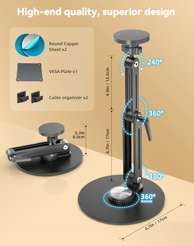 Jakeko Magnetic Portable Monitor Stand 15.6" - up to 16" 18.5 inch Tablet Holder for iPad VESA Mount 75mm for Desk Adjustable Foldable 360° Swivel (Up to 18.5'') - size: Up to 18.5''