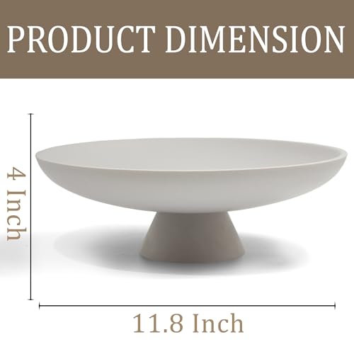 LIN CHUAN Large Decorative Bowl, Modern Resin Pedestal Bowl for Home Decor, Stylish Fruit Bowl for Kitchen Counter, Chic Key Holder for Entry Table, Grey - color: Gray