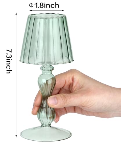 Gurfuy Desk Lamp Shaped Glass Candle Holder - Glass Hurricane Candleholder Crystal Decorative Candle Stand for Table Wedding Dinning Centerpieces Party Supplies Decor DarkGreen - color: Darkgreen