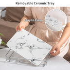 Dobbyby Vanity Tray Makeup Organizer Cosmetics Storage Bathroom Skincare Organizer Countertop Display Rack in Dresser Stainless Steel Shelf Marble Print Ceramic Trays - color: 1 Tier-sliver