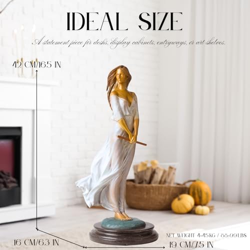Luo Lirong “Silk Dancer” Bronze Woman Statue – 16.5" Handcrafted Veiled Maiden Figurine, Lost-Wax Cast & Hand-Painted,Elegant Gift, Collectible Art, Home & Gallery Décor - color: 18.5" White