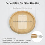 Wood Candle Holder Farmhouse Decor, 4PCS Wooden Pillar Candles Tray, Rustic Wooden Candle Stand, Round Woodens Plate Pedestal Stand, Candles Tray Decorative for Living Room, Table Centerpiece