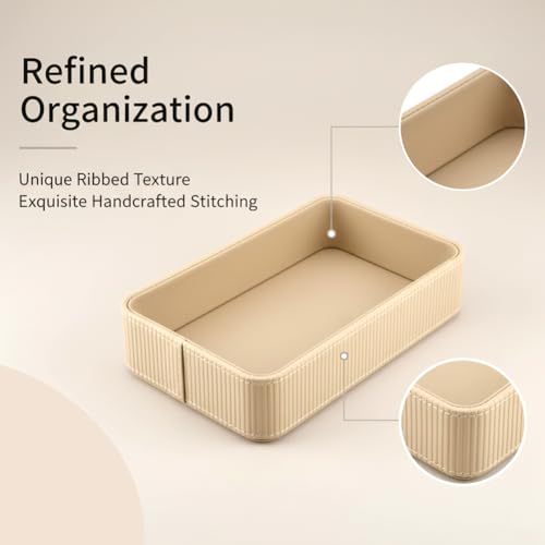 PU Leather Valet Tray Organizer, Desk Organizer Tray, odern Nightstand Organizer Bedside Desktop Storage for Men Women, Decorative Vanity Trays Key Bowl Trinket Dish