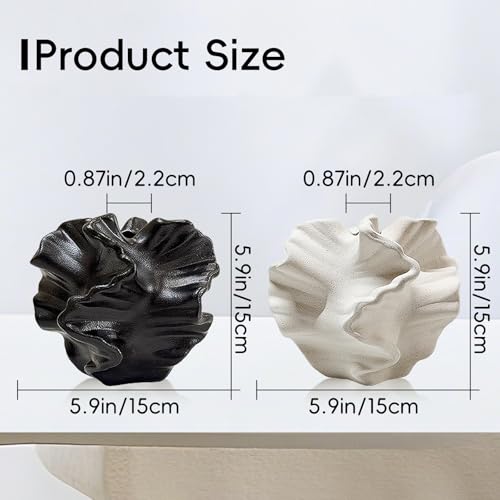 Ceramic Vase, Set of 2 Black & White Vases for Home Decoration, Flower Vase Minimalist Nordic Boho Style for Modern Farmhouse Decor, Living Room; Kitchen; Bedroom; Coffee Table; Office etc - color: 2 Small Ceramic Vases