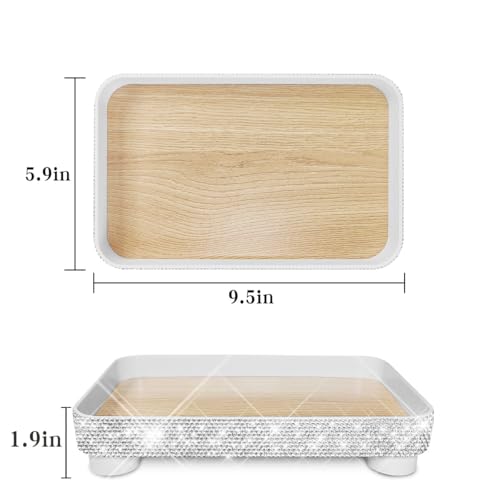 Bling Decorative Tray for Coffee Table，Glitter Coffee Table Decor Table Trays Decorative，Shiny Perfume Organizer Dresser Perfume Tray (Square - 9" x 6") - size: 9.5" x 6" x 1.9"