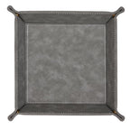 CoBak Leather Valet Tray for Men, Premium PU Leather Catch-All Tray for Entryway Table Key, Phone, Wallet, Coins & Jewelry, Bedside Nightstand Desk-top Catchall (Gray) - color: Gray
