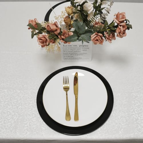 13inch Round Plastic Charger Plates,Set of 8,Charger Plates for Dinner,Wedding,Party,Event Decoration. (Metallic Black) … - color: Metallic Black