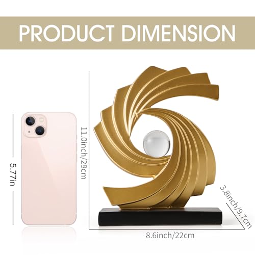 Abstract Art Statue,Modern Gold Minimalist Decoration,Geometric Abstract Sculpture,Decoraciones para Sala Bedroom Office Coffee Tabletop Centerpiece Decoration Resin Collectibles (Gold) - color: Gold
