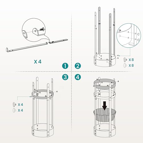 SONGMICS Umbrella Stand, Steel Round Umbrella Holder Rack, 7.7 x 7.7 x 21.7 Inches, with Detachable Drip Tray, for Entryway, Office, Stable, Assembly Required, Matte Black ULUC28BK - size: 7.7”D x 7.7”W x 21.7”H