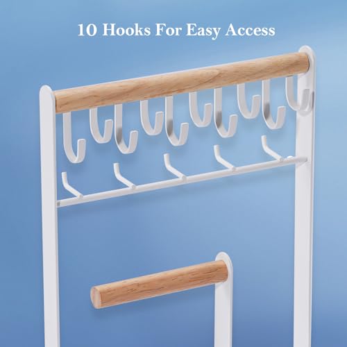 ProCase Jewelry Organizer Jewelry Stand Jewelry Holder Organizer, 4-Tier Necklace Organizer with Ring Tray, Large Aesthetic Jewelry Tower Storage Rack Tree for Bracelets Earrings Rings -Large, White - color: White, size: 13.4" Height