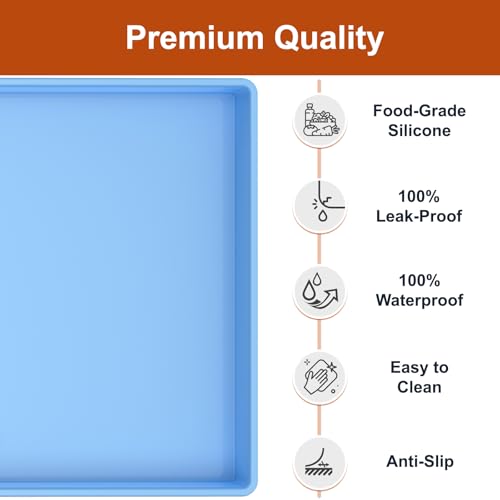 ukeetap Extra Thick Silicone Mat Waterproof with Raised Edge 22" x 19", Under Sink Mat for Kitchen & Bathroom, Kitchen Cabinet Liner, Multi-Purpose for Storage & Protection, Blue - color: Blue, size: 22" x 19"